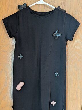 Scandinavian Cotton Girl's Dress with Butterfiles